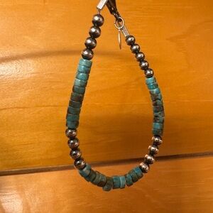 Kinsman Turquoise and Sterling Silver Beaded Bracelet - 6 3/4” long